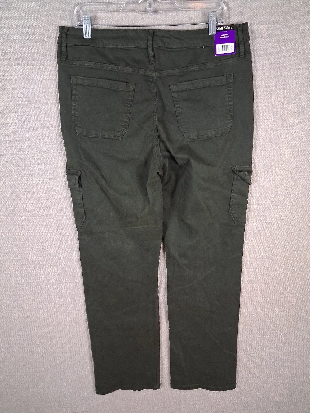 Well Worn Tencel Blend High-Rise Straight Leg Cargo Pants Olive Green Size 14/34